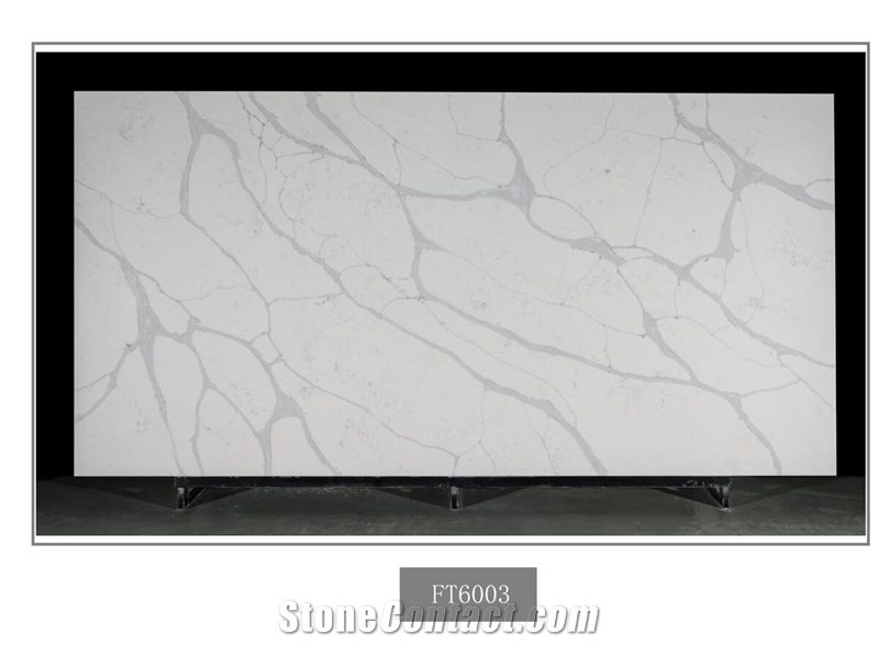 Artificial Calacatta Snow White Quartz Stone Slab In China