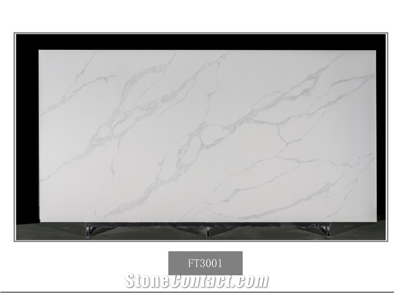 Artificial Calacatta Snow White Quartz Stone Slab In China