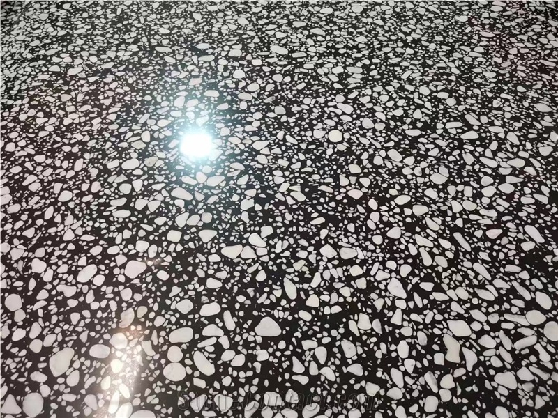 Babys Breath Terrazzo Black Cement Stone Slab Wall Tile