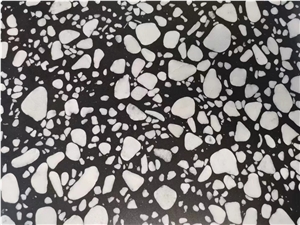 Babys Breath Terrazzo Black Cement Stone Slab Wall Tile