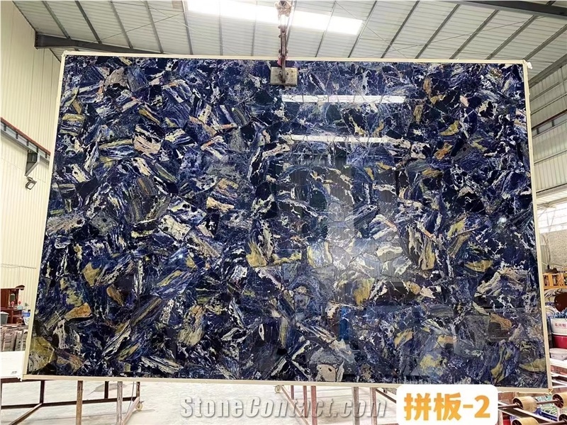Blue Sodalite Semiprecious Stone Veinstone Sapphire Slab
