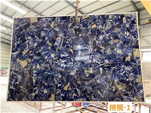 Blue Sodalite Semiprecious Stone Veinstone Sapphire Slab
