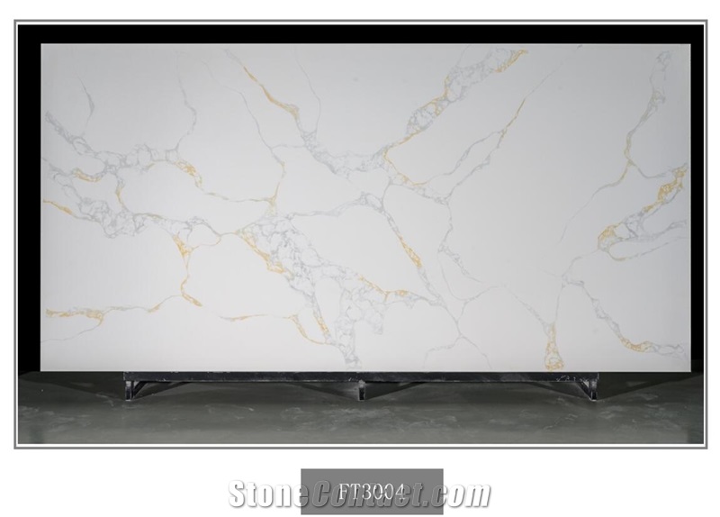 Calacatta Gold Marble Vein Quartz Slab In China Stone Market