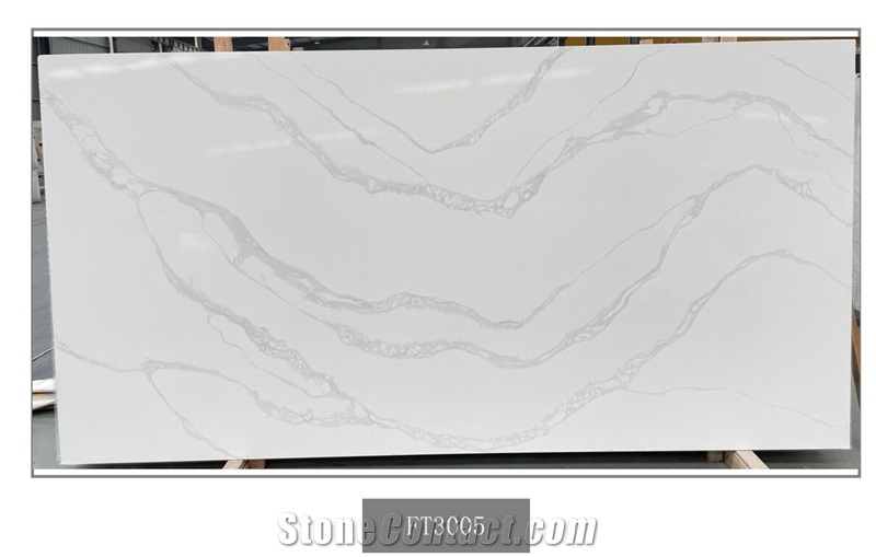 Calacatta Gold Marble Vein Quartz Slab In China Stone Market