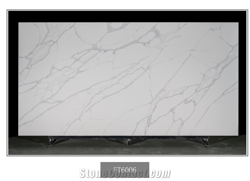 Calacatta Gold Marble Vein Quartz Slab In China Stone Market
