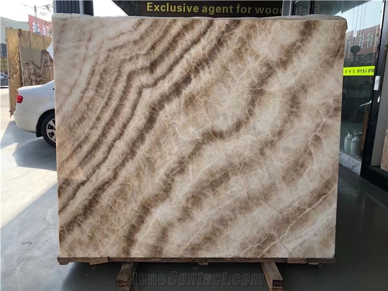 China Golden Brown Onyx Jade Slab Tile