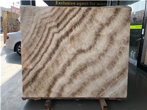 China Golden Brown Onyx Jade Slab Tile