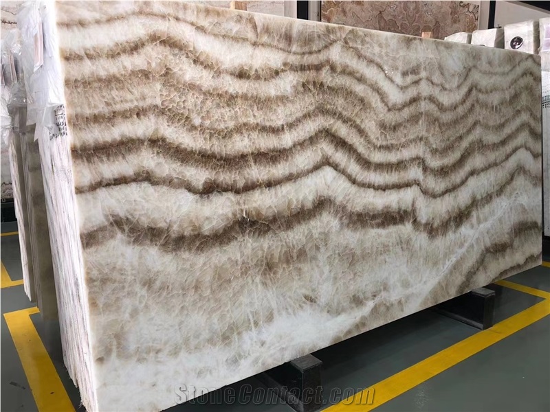 China Golden Brown Onyx Jade Slab Tile