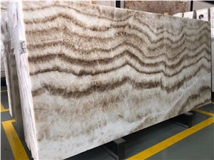 China Golden Brown Onyx Jade Slab Tile