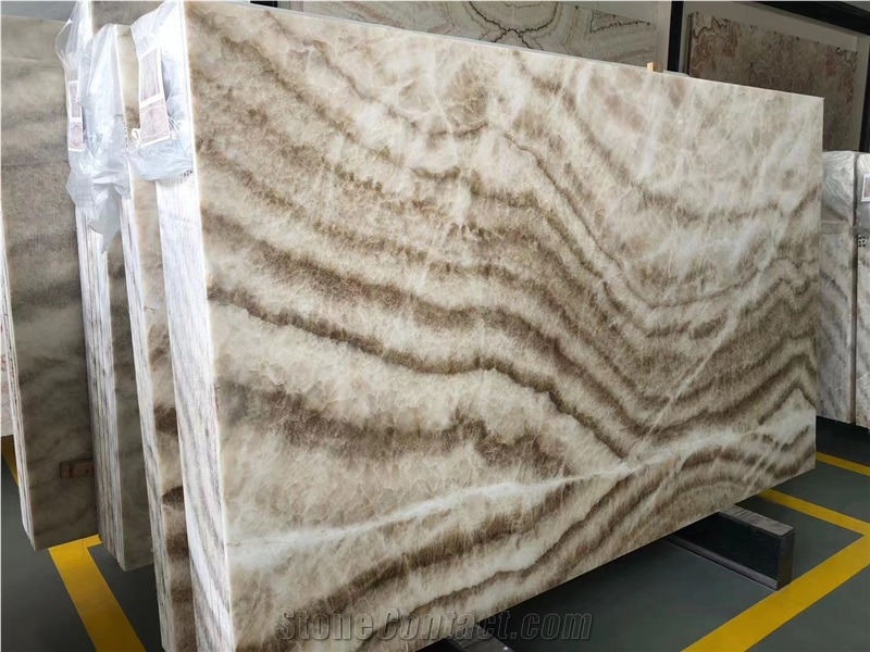China Golden Brown Onyx Jade Slab Tile