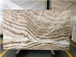 China Golden Brown Onyx Jade Slab Tile