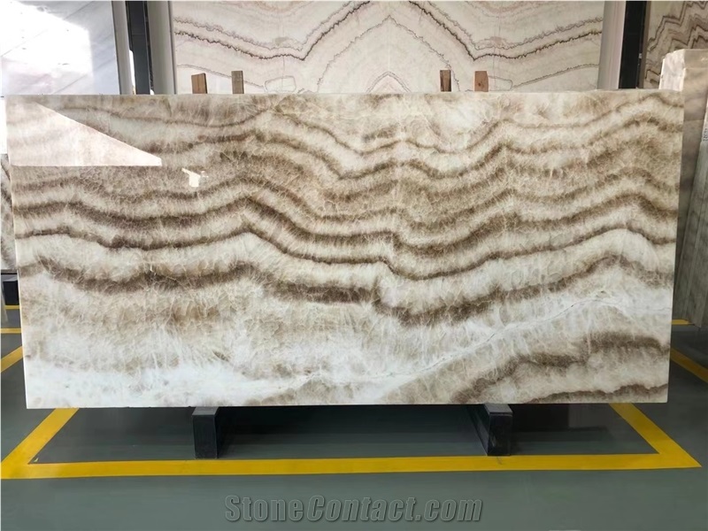 China Golden Brown Onyx Jade Slab Tile