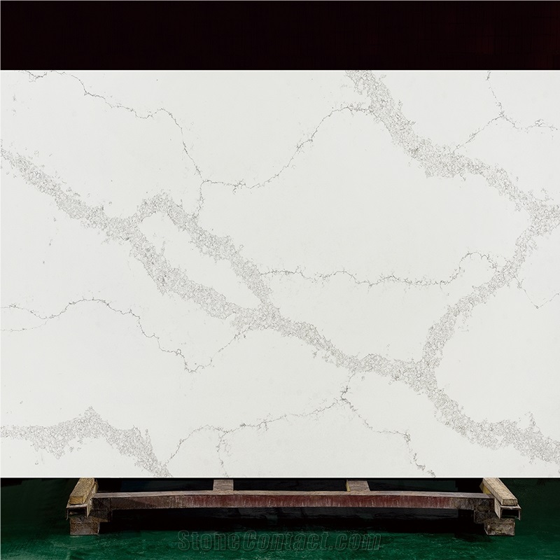 Bubble Texture Light Grey Veins Qaurtz Slabs