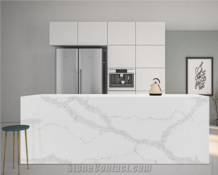 Bubble Texture Light Grey Veins Qaurtz Slabs
