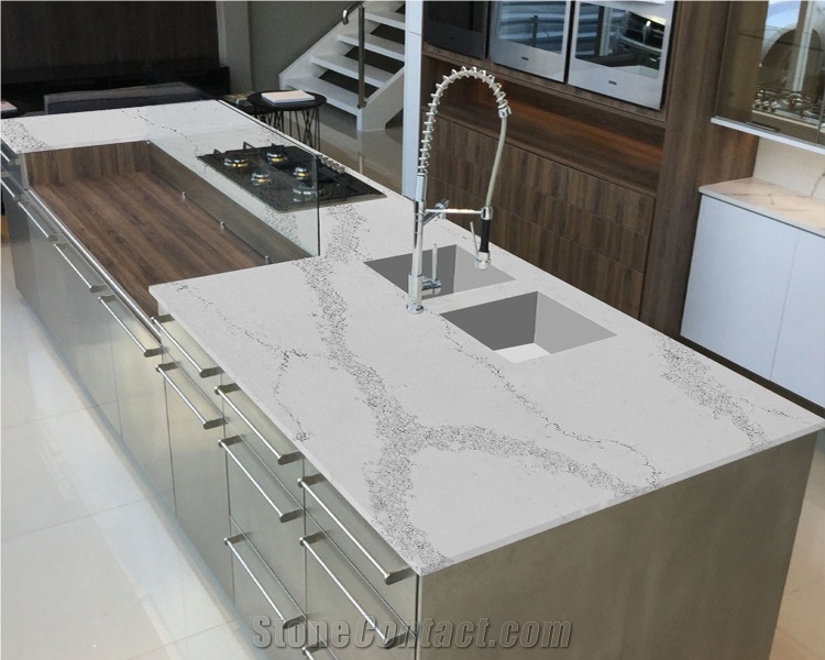 Bubble Texture Light Grey Veins Qaurtz Slabs