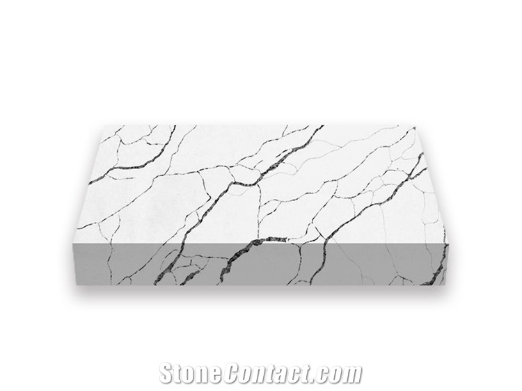 White Calacatta Artificial Quartz Slab For Kitchen