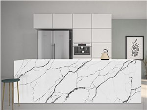 White Calacatta Artificial Quartz Slab For Kitchen