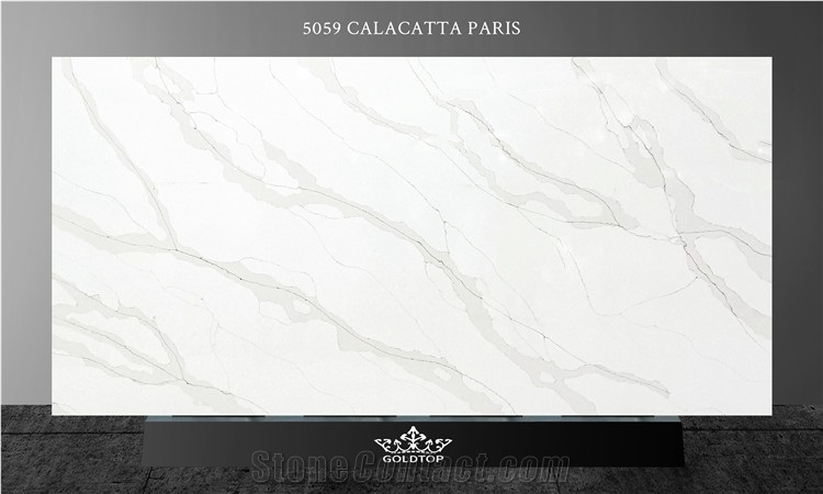 White Calacatta Engineer Quartz Artificial Stone