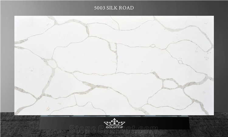White Calacatta Quartz Bookmatched Slab