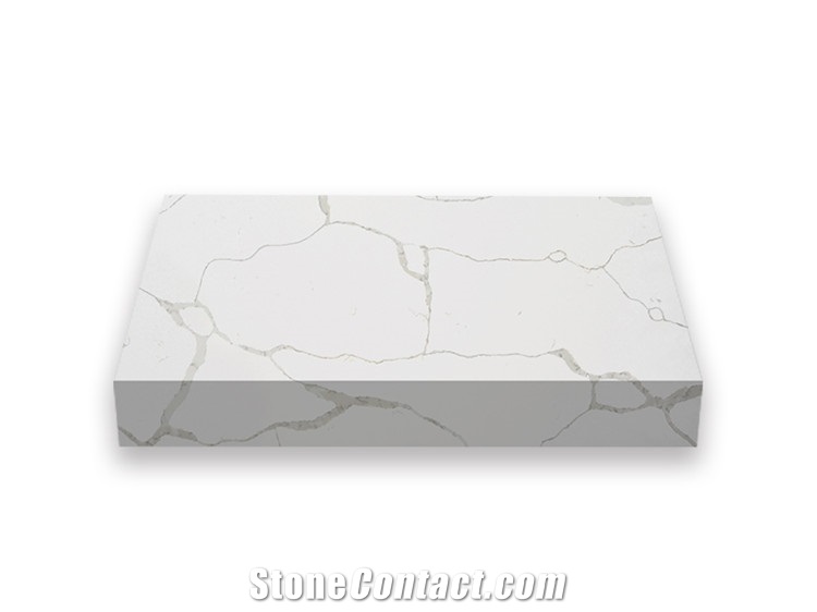 White Calacatta Quartz Bookmatched Slab