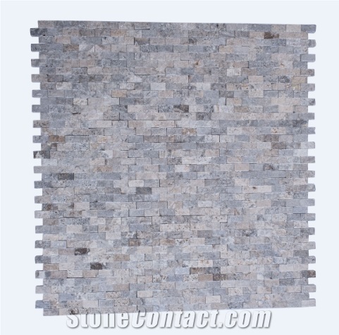 Silver Travertine Splitface Mosaic