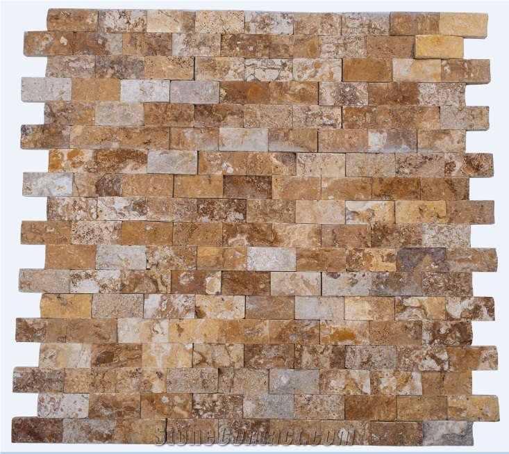 Yellow Travetine Splitface Mosaic