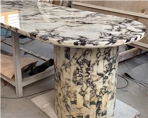 Calacatta Violet Marble Large Round Dinning Tea Table