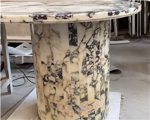 Calacatta Violet Marble Large Round Dinning Tea Table
