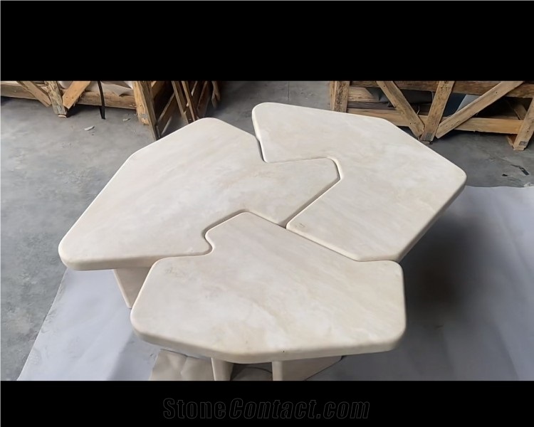 Fashion Dining Tabletravertine Super White Top Dining Table