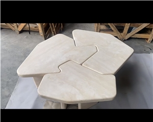 Fashion Dining Tabletravertine Super White Top Dining Table
