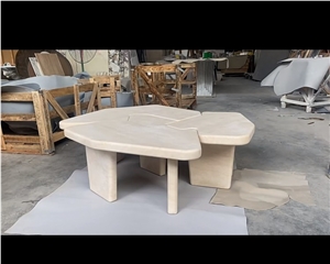 Fashion Dining Tabletravertine Super White Top Dining Table