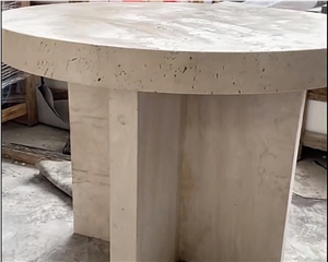 Home Deco Super White Custom Round Travertine Dinning Table