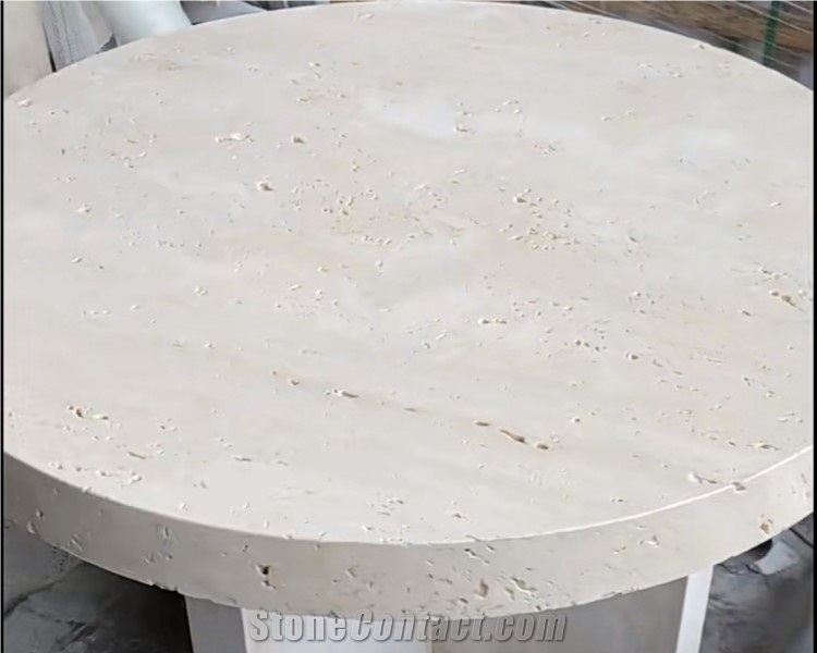 Home Deco Super White Custom Round Travertine Dinning Table