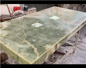 Light Green Jade Onyx Big Rectangle Table Top Dinning Table Light Green Jade Onyx Big Rectangle Table Top Dinning Table