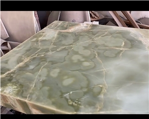 Light Green Jade Onyx Big Rectangle Table Top Dinning Table