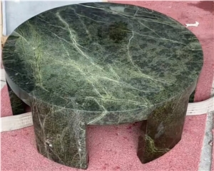 Luxury Rainforest Green Marble Round Stone Coffee Table