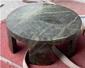 Luxury Rainforest Green Marble Round Stone Coffee Table