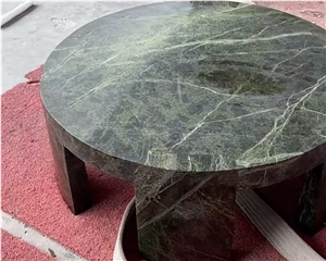 Luxury Rainforest Green Marble Round Stone Coffee Table