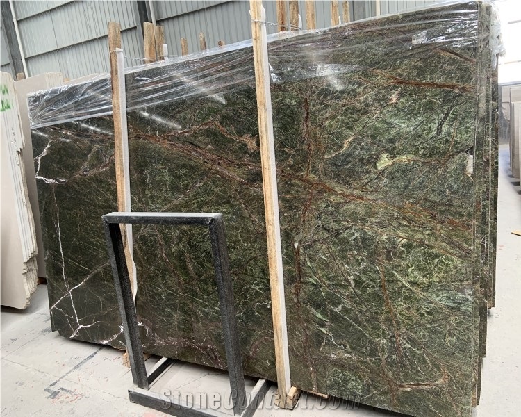 Luxury Rainforest Green Marble Round Stone Coffee Table