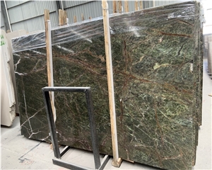 Luxury Rainforest Green Marble Round Stone Coffee Table