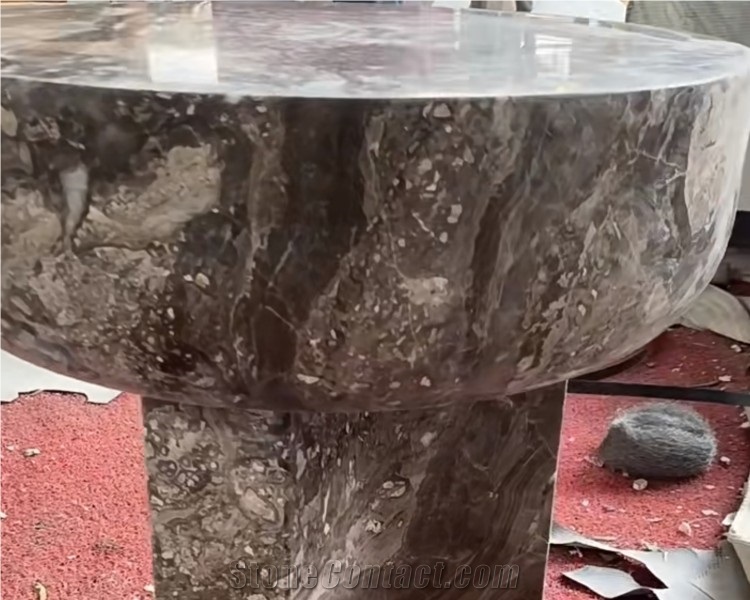 Luxury Venetian Brown Marble Round Custom Design Coffee Table