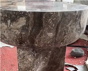 Luxury Venetian Brown Marble Round Custom Design Coffee Table