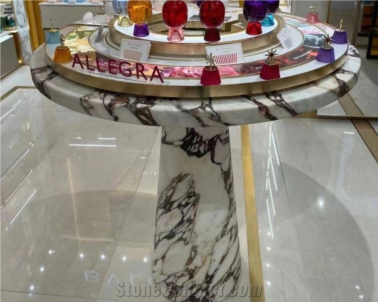 Modern Calacatta Viola White Marble Side Table