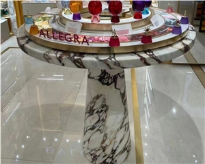 Modern Calacatta Viola White Marble Side Table