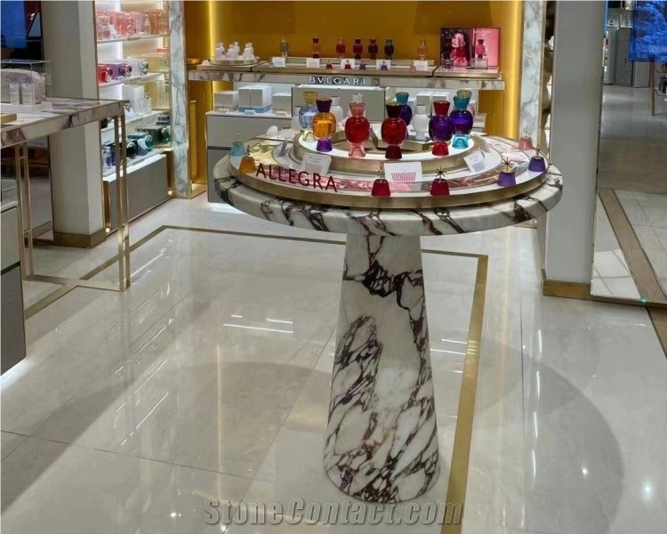 Modern Calacatta Viola White Marble Side Table