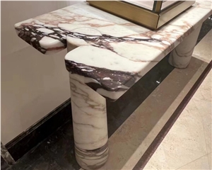 Modern Calacatta Viola White Marble Side Table