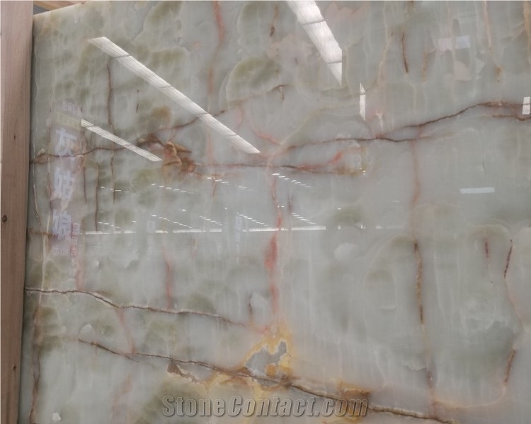 Natural Luxury Polished Light Green Jade Onyx Slab