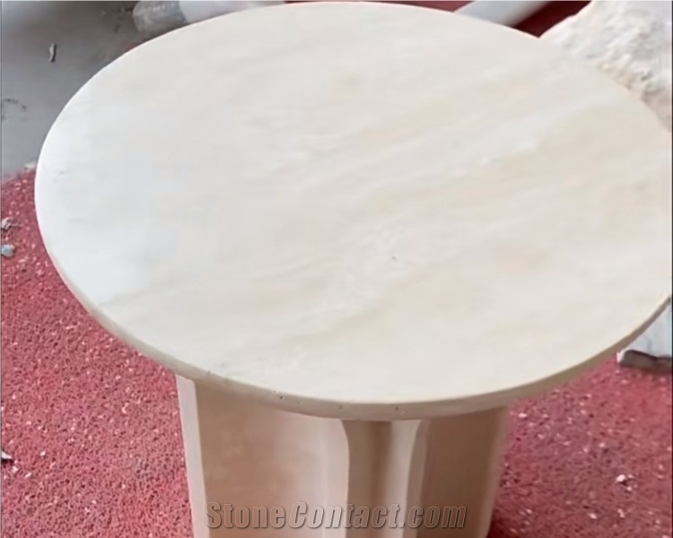 Natural Stone Beige Travertine Side Table Stone Stool