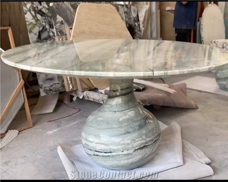 Natural Stone Green Fairy Verderra Marble Dinning Table