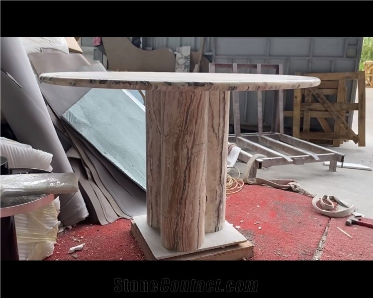 Natural Stone Traonyx Travertine Tea Table Coffee Round Top Table